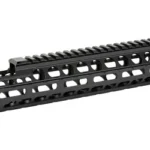 MIDWEST 20 Series Rail, black angled side view with top rail and slotted handguard