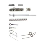 Luth-AR Field Repair Kit AR15, top view of assorted silver and black pins, springs and rings
