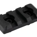 Midwest 3 Slot Poly M-LOK Rail Section, black, angled top view with two mounting holes