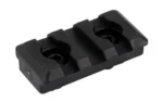 Midwest 3 Slot Poly M-LOK Rail Section, black, angled top view with two mounting holes