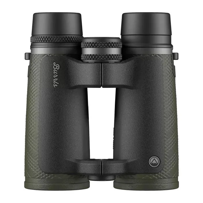 primary-159 Burris SignatureHD 15x56 Binocular, dark green front view with black eyecups and focus wheel