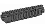 MIDWEST 10-inch QUAD RAIL HANDGUARD black, angled side view with four accessory rails