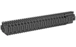 MIDWEST 15-inch QUAD RAIL HANDGUARD black, angled side view with four accessory rails