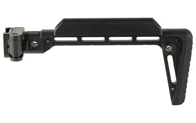 primary-15908 MIDWEST MINIMLST SIDE FLDNG STK black left-side view with hinge, slotted frame and angled buttpad