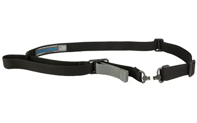 BL FORCE VICKERS PB 2-1 SLING in black, laid flat with gray buckle and metal clip