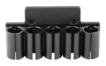 MIDWEST SHTGN STK 5 SHELL HOLDER BLK black shell holder, front view, five cylindrical loops