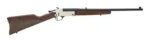 Henry Singleshot Rifle Brass, right-side view with brown wood stock and brass receiver