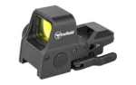FIREFIELD IMPACT XLT REFLEX SIGHT black reflex sight, angled side view with yellow lens