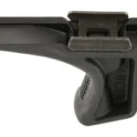Bravo Company BCM GUNFIGHTER KNSTHTC GRP PIC BLK, black grip in angled side view with rail mount