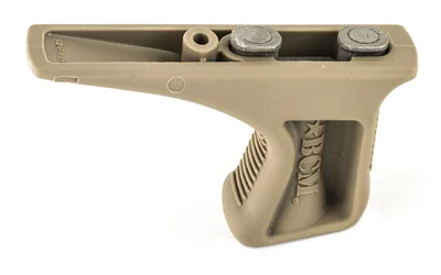 Bravo Company BCM GUNFIGHTER KNSTHTC GRP KEY FDE, tan grip in top-side view with two fasteners