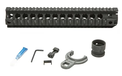 Bravo Company BCM Gunfighter Quad Rail 556 12, black side view with mounting hardware below