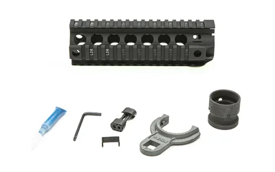 Bravo Company BCM Gunfighter Quad Rail 556 7, black side view with mounting hardware below