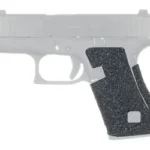 TALON EVO GRP FOR GLOCK 43X/48 RBR black textured grip wrap shown on right side of grey pistol