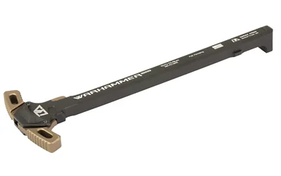 BREEK WRHMR M2 MICRO L AR15 AMBI FDE, angled view with black shaft and tan ambidextrous handles