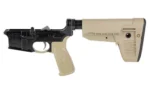 Bravo Company BCM Gunfighter Lower Group RMS SPMD1 FDE side view with black receiver and tan furniture
