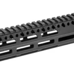 Bravo Company BCM GUNFTR MCMR RAIL black handguard, angled right-side view with top rail and slots