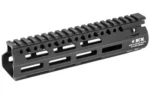 Bravo Company BCM GUNFTR MCMR RAIL black handguard, angled right-side view with top rail and slots