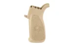 Bravo Company BCM GRIP MOD 4 FLAT DARK EARTH, tan textured pistol grip, right-side view