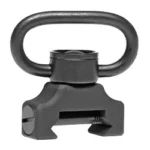 Troy Q.D. 360 Push Button Sling Mount black mount, front view with oval swivel loop