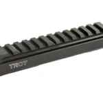 TROY AK47 rail top gas tube, black angled view with full-length top rail and threaded end