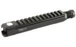 TROY AK47 rail top gas tube, black angled view with full-length top rail and threaded end