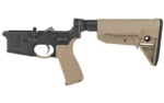 Bravo Company BCM Lower Group with BCM Stock Mod 0, right-side view with black and FDE parts
