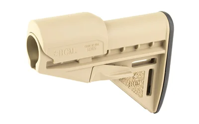 Bravo Company BCM Stock Mod 3 tan stock, right-side view with cheek riser and black buttpad