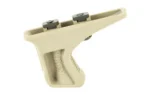 Bravo Company BCM GUNFTR KAG FDE MLOK tan angled grip, side view with two mounting screws