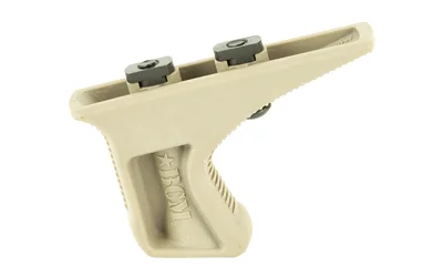 Bravo Company BCM GUNFTR KAG FDE MLOK tan angled grip, side view with two mounting screws