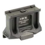 Bravo Company BCM 1.93" A/T MOUNT T2 BLK, black mount in angled front view with clamp and top screws