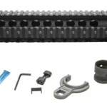 Bravo Company BCM Gunfighter Quad Rail 556 10, black side view with mounting hardware below