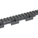 Bravo Company BCM AT Optic Riser 525-13X5 black, angled top view with long slotted rail