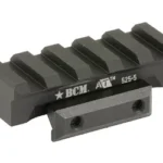 Bravo Company BCM AT Optic Riser 525-5 black, angled top view with five rail slots