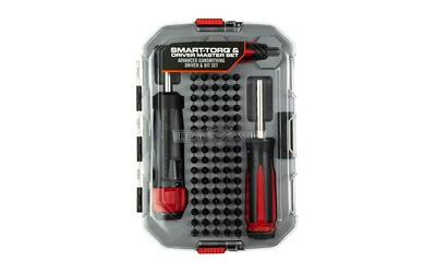 primary-16261 REAL AVID SMART TORQ/DRIVER 83PC SET red and black drivers and bits in clear case