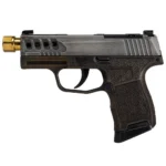 Sig Sauer P365 "Gold Bug" Handgun 9mm luger 10rd Magazines(2) 3.7" Threaded Gold Barrel Tactical Cut Distressed Grey
