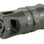 PHASE5 LITTLE BOY HEX BRAKE 556 black muzzle brake, angled front view with side ports