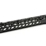 PHASE5 LPSN15 MLOK FF QUAD RAIL black rail in angled side view with vented slots and top rail