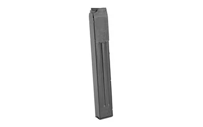 American Tactical ATI GSG MP40 magazine, black side view with long narrow body