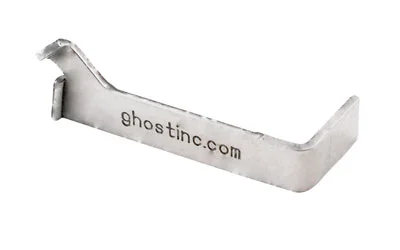 primary-16508 GHOST STANDARD 3.5 DI CNCT FOR GLK silver connector side view with bent ends and ghostinc.com marking
