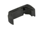 GHOST EXT MAG RLS FITS GLOCK 43X/48, black angled view with ridged end and molded branding