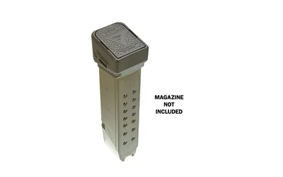 primary-16528 GHOST LOVIZ MOAB +4 FOR GLOCK 17 olive magazine extension mounted on a magazine, angled view