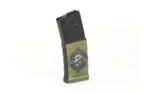 Mission First Tactical MFT Extreme Duty magazine, angled view with black body and green wrap