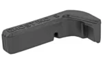 Ghost Tactical Extended Mag Release for Glock Gen3, black release in angled view with raised lettering