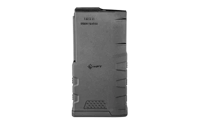 Mission First Tactical MAG MFT Extreme Duty .308 20RD BLK, black magazine front view