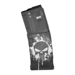 Mission First Tactical MAG MFT Extreme Duty 5.56 30RD PSW, angled magazine with white skull design