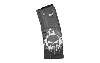primary-16569 Mission First Tactical MAG MFT Extreme Duty 5.56 30RD PSW, angled magazine with white skull design