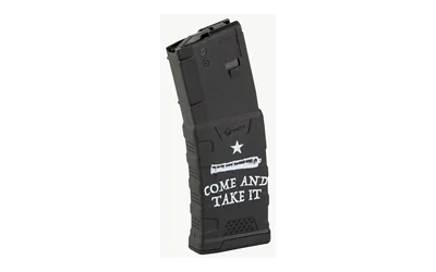 Mission First Tactical MAG MFT EXTREME DUTY 5.56 30RD CAT black angled view with white cat graphic