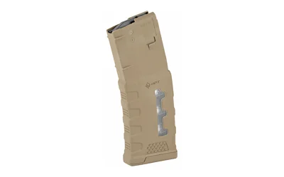 primary-16574 Mission First Tactical MFT Extended Duty window magazine, tan angled view with side window