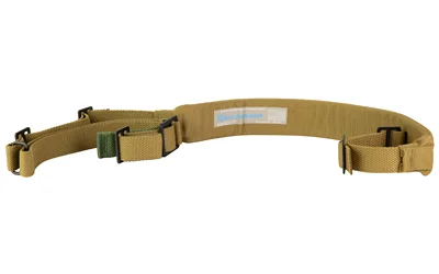 BL Force Pad Vickers Sling, coyote tan laid flat with padded section and metal hardware