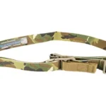 BL FORCE VICKERS 2-PT CMBT SLNG MultiCam sling, looped top view with tan buckle hardware